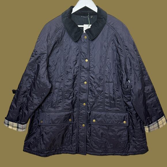 Barbour Beadnell Polarquilt Jacket Navy Fleece Lined Women Plus Size 1X NWT - Picture 1 of 16